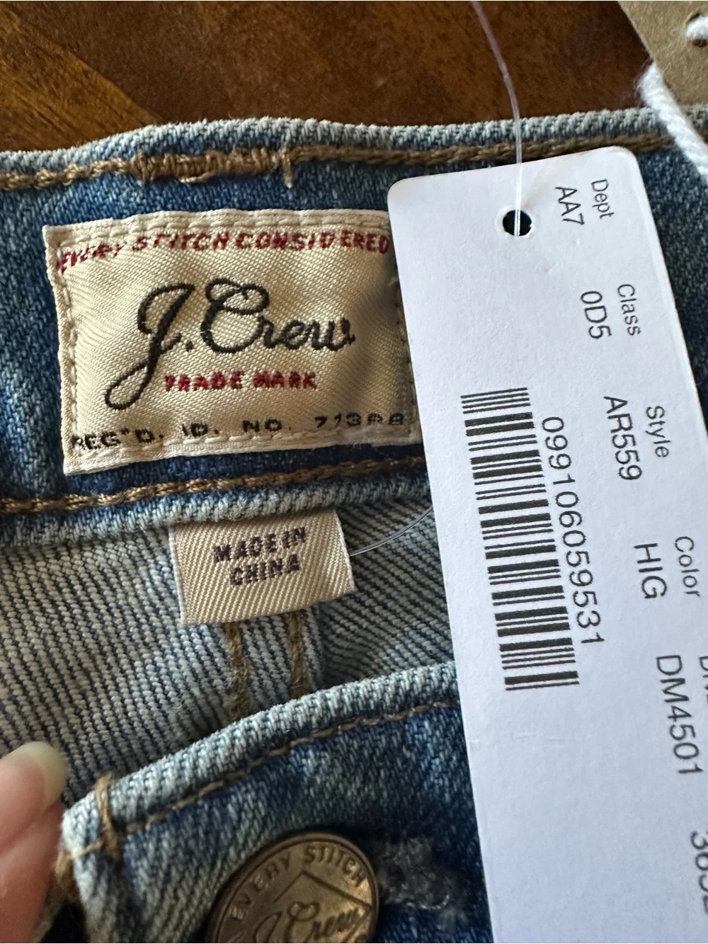 J. Crew 484 Classic Men's Blue Denim Jeans size 36 x 32 NWT